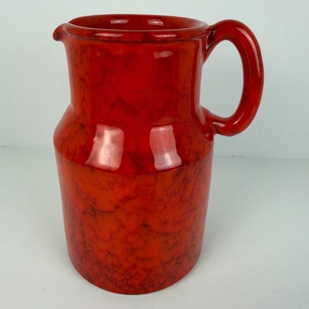 Vintage Mid Century Italian Peasant Village Red Pitcher, Rustic Farmhouse - Picture 4 of 10